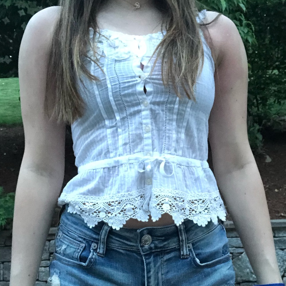 button up lace detail cami!